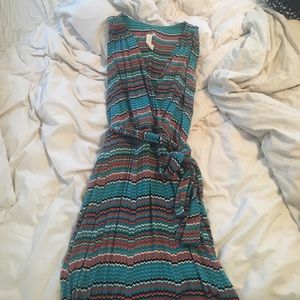 Colorful sleeveless wrap dress