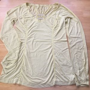 Lululemon Athletica Yellow Striped Long Sleeve Top