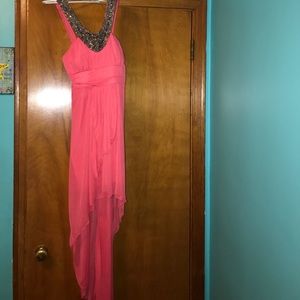 Coral High-Low Dress