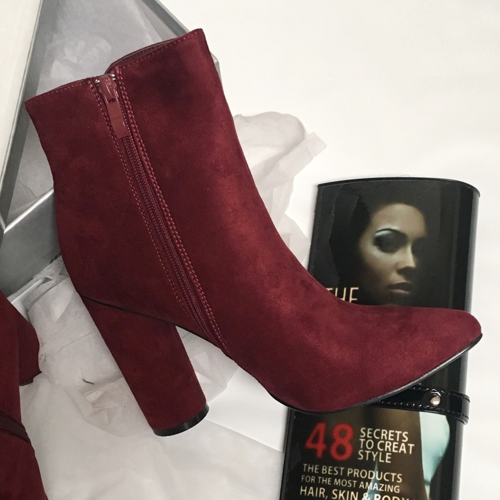 🌼NWT Suede Burgundy Pant Boot - Picture 3 of 5