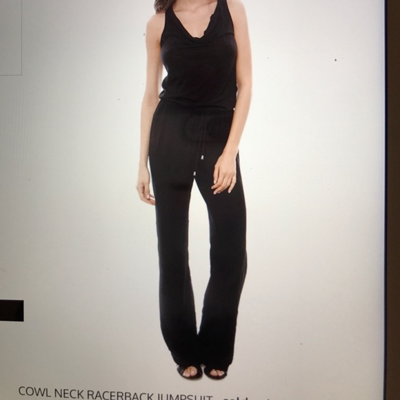 Black Splendid Cowl Neckline Racerback  Jumpsuit - Picture 1 of 7