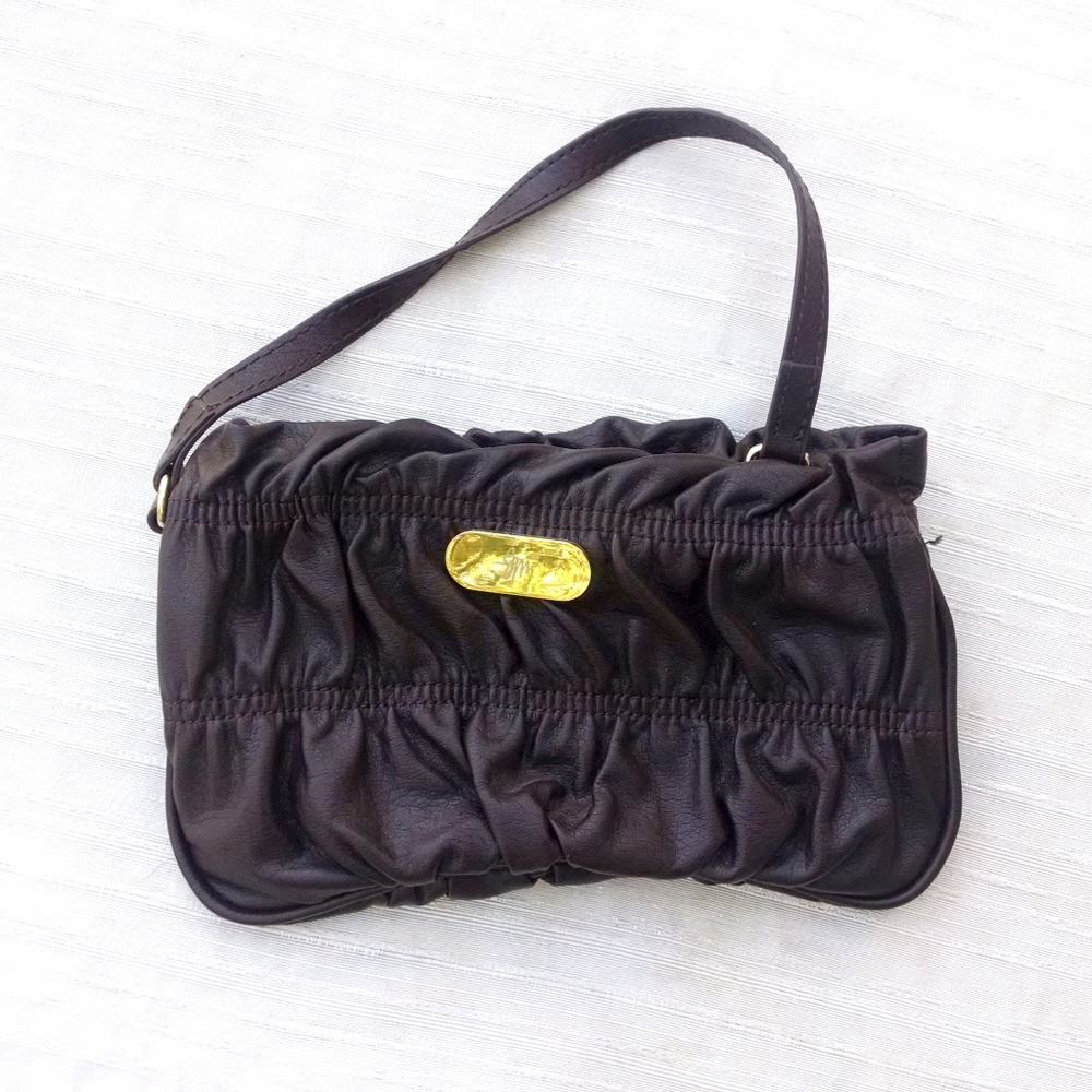 Jessica McClintock Brown Faux Leather Wristlet