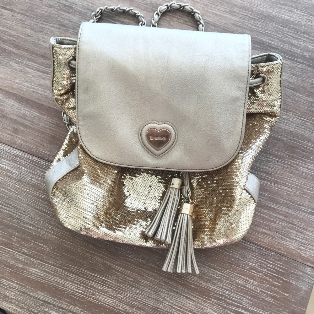 Gold Sequin BEBE Backpack