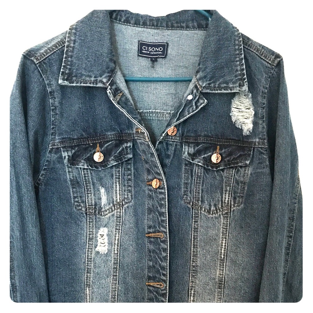 Distressed Jean long sleeved jacket
