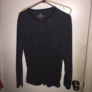 Black, Long sleeve (Two button) T-Shirt