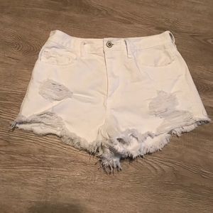 Hollister white distressed high-waist denim