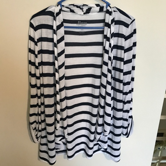 White and navy striped cardigan - Picture 2 of 3