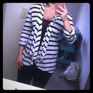 White and navy striped cardigan