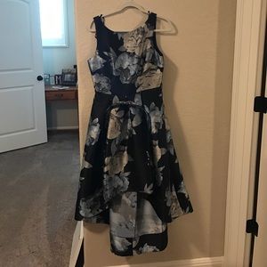Navy floral high low dress