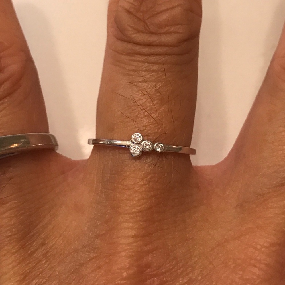 Sterling Silver Simple Tiny Cz Ring, Stone Rings,… - image 2