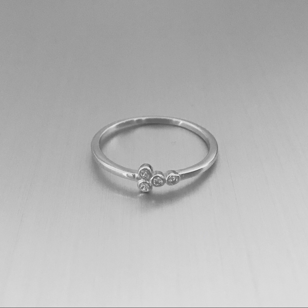 Sterling Silver Simple Tiny Cz Ring, Stone Rings,… - image 3