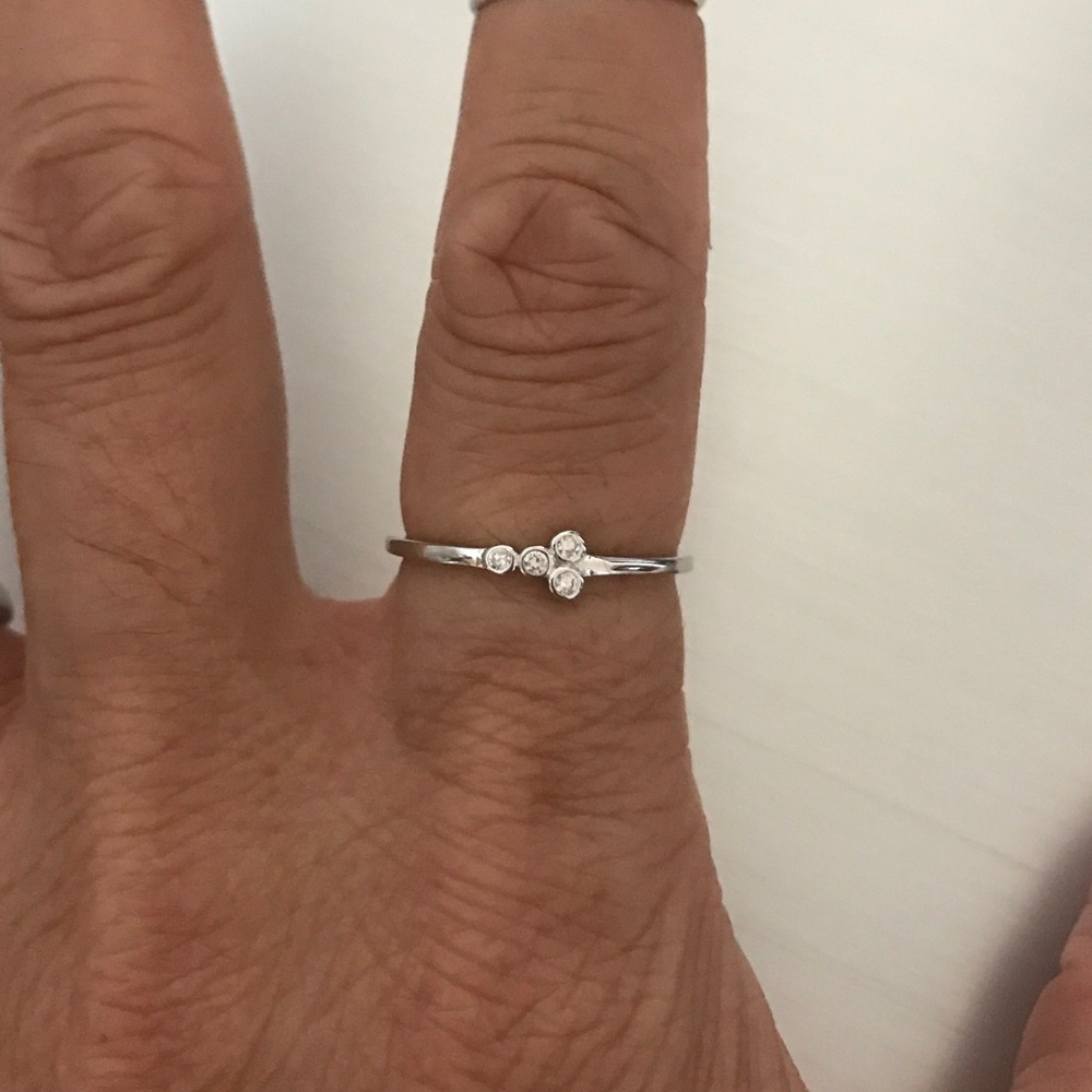 Sterling Silver Simple Tiny Cz Ring, Stone Rings,… - image 4