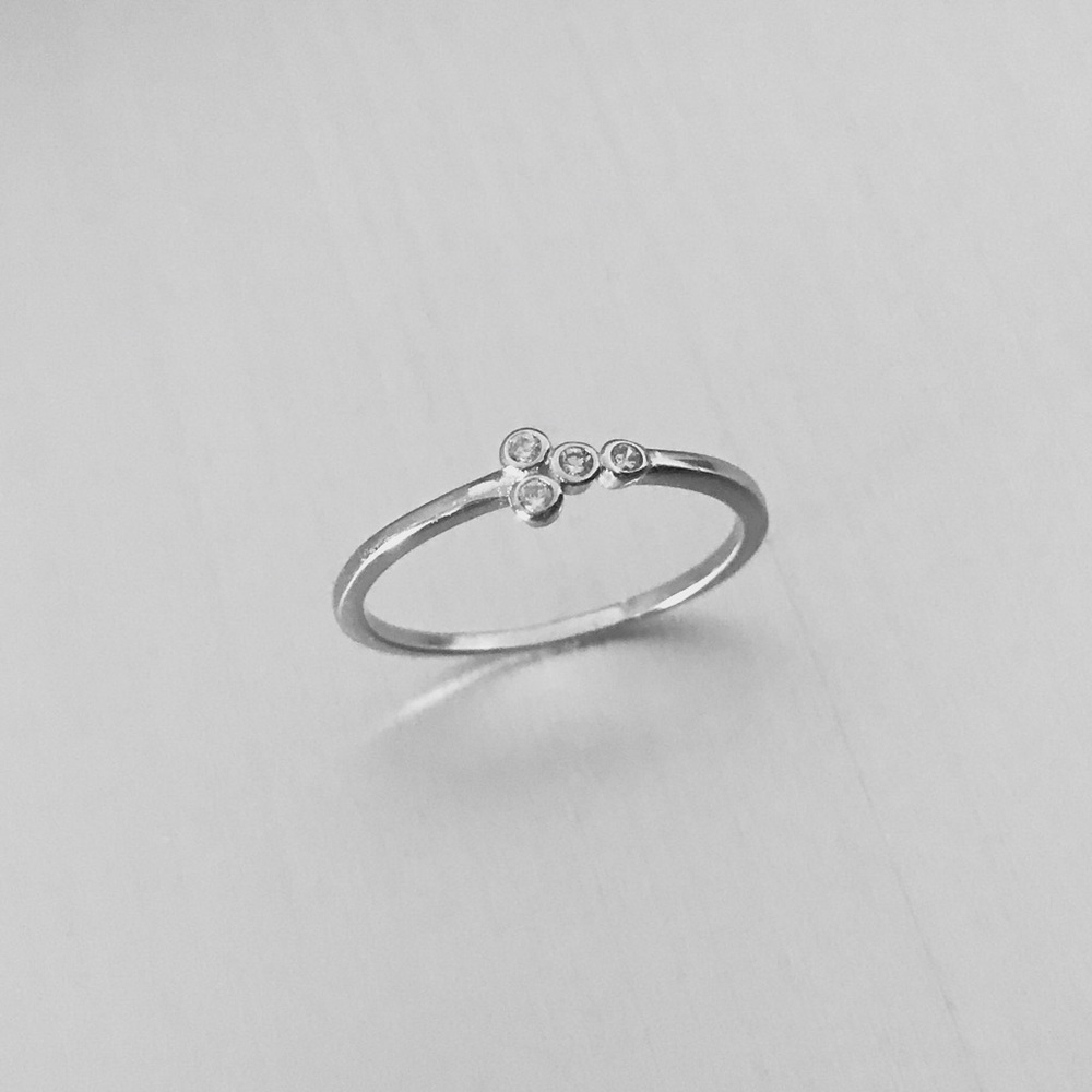 Sterling Silver Simple Tiny Cz Ring, Stone Rings,… - image 5