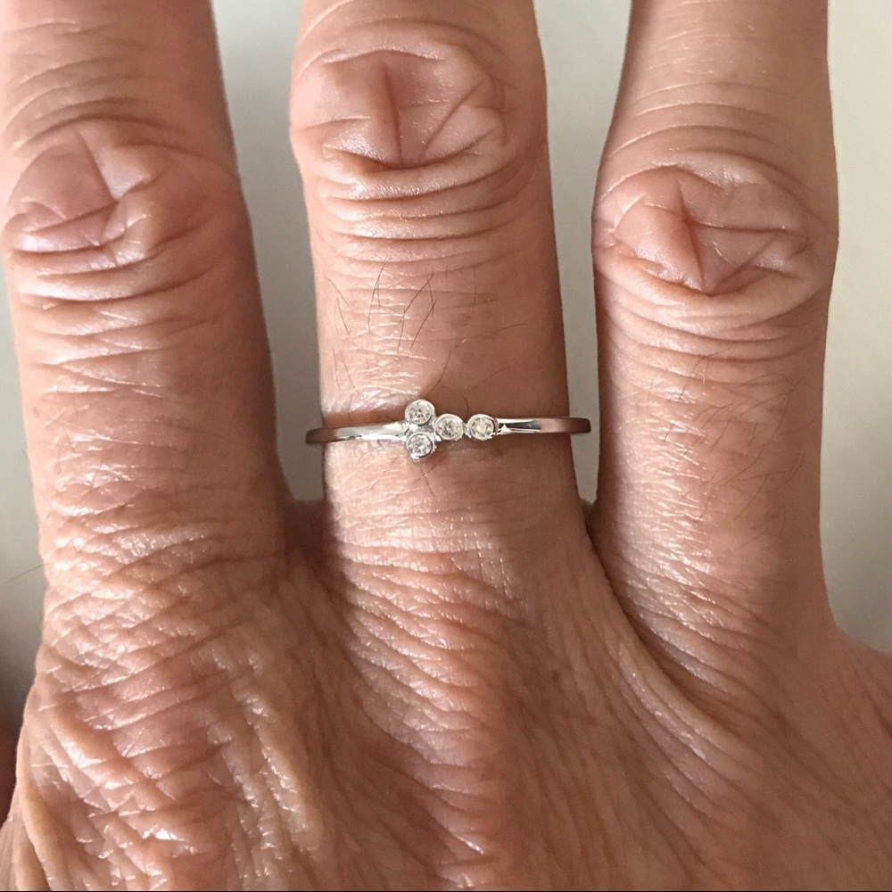 Sterling Silver Simple Tiny Cz Ring, Stone Rings,… - image 6