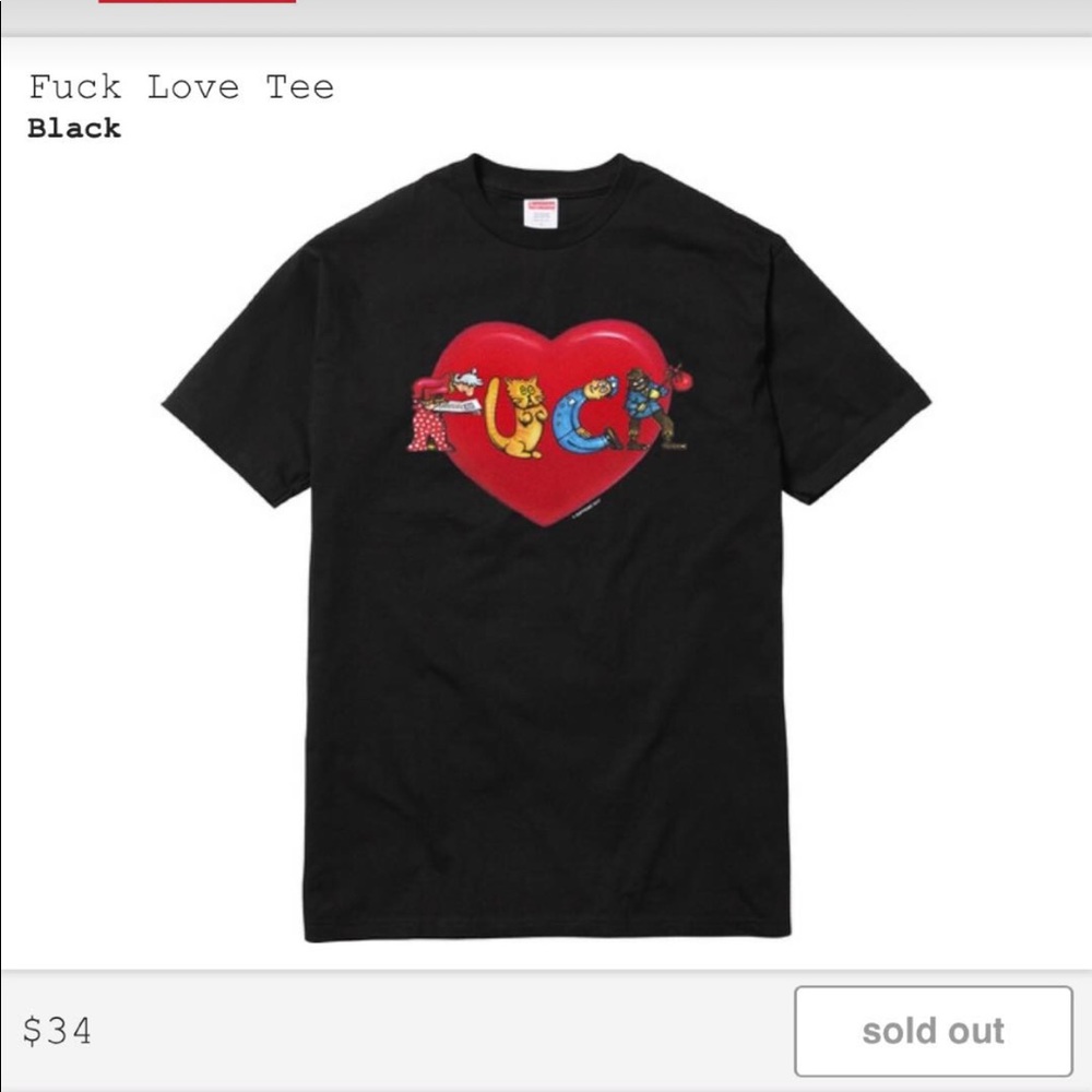 Supreme Fuck Love Black Large tee