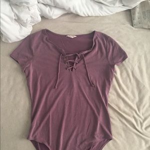 Lavender Lace Up Unitard