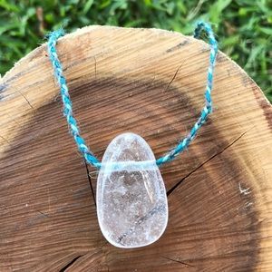 Clear Quartz Hemp Necklace •