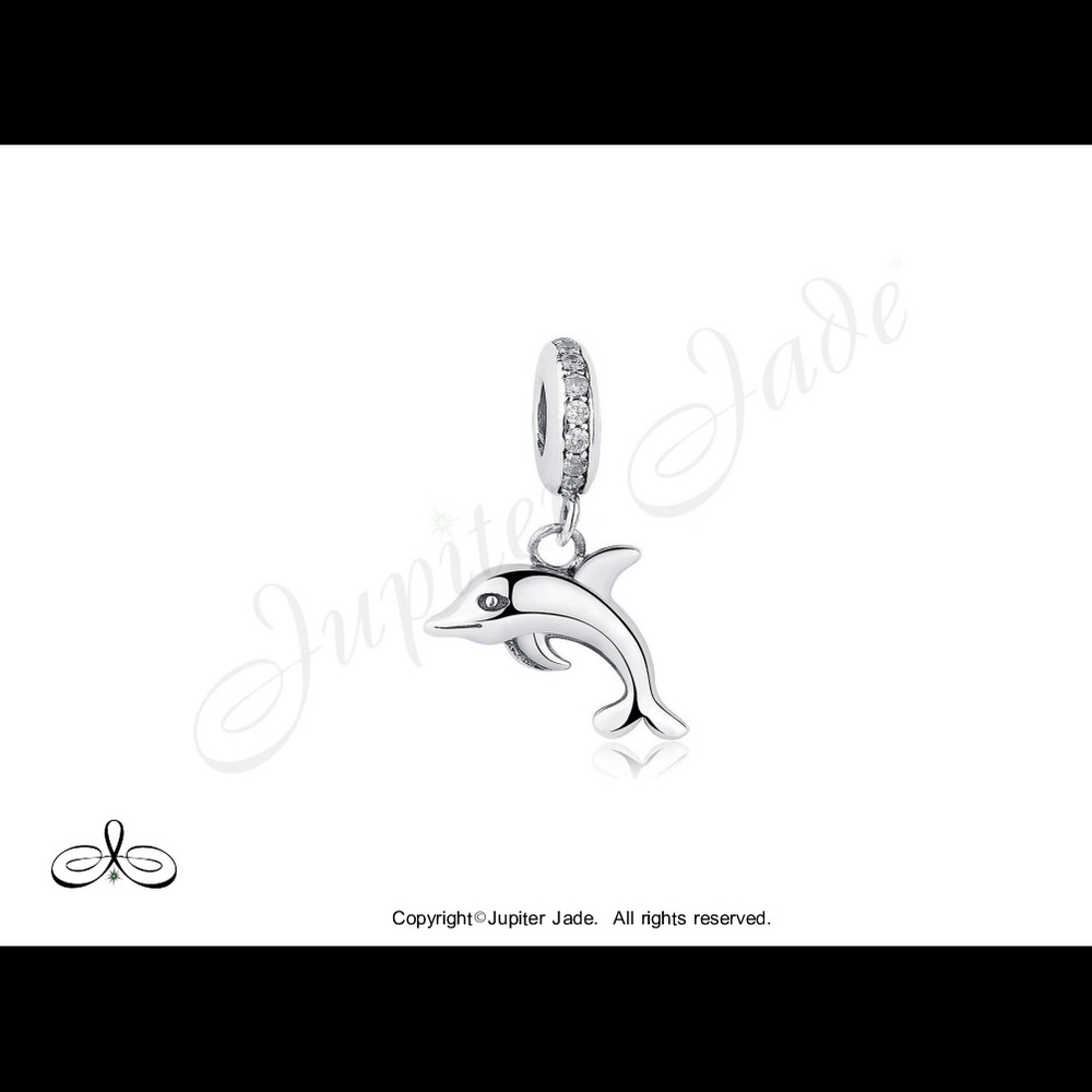925 Silver Dolphin dangle charm - Fits Pandora