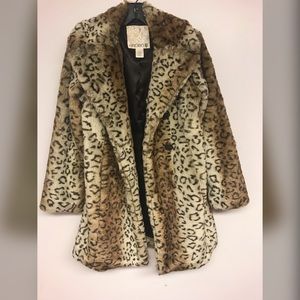 Arden b faux fur leopard print coat