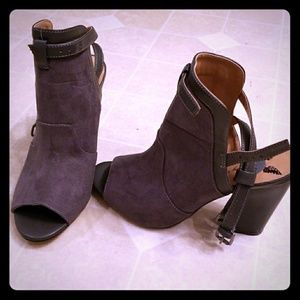 Grey Peep Toe Booties