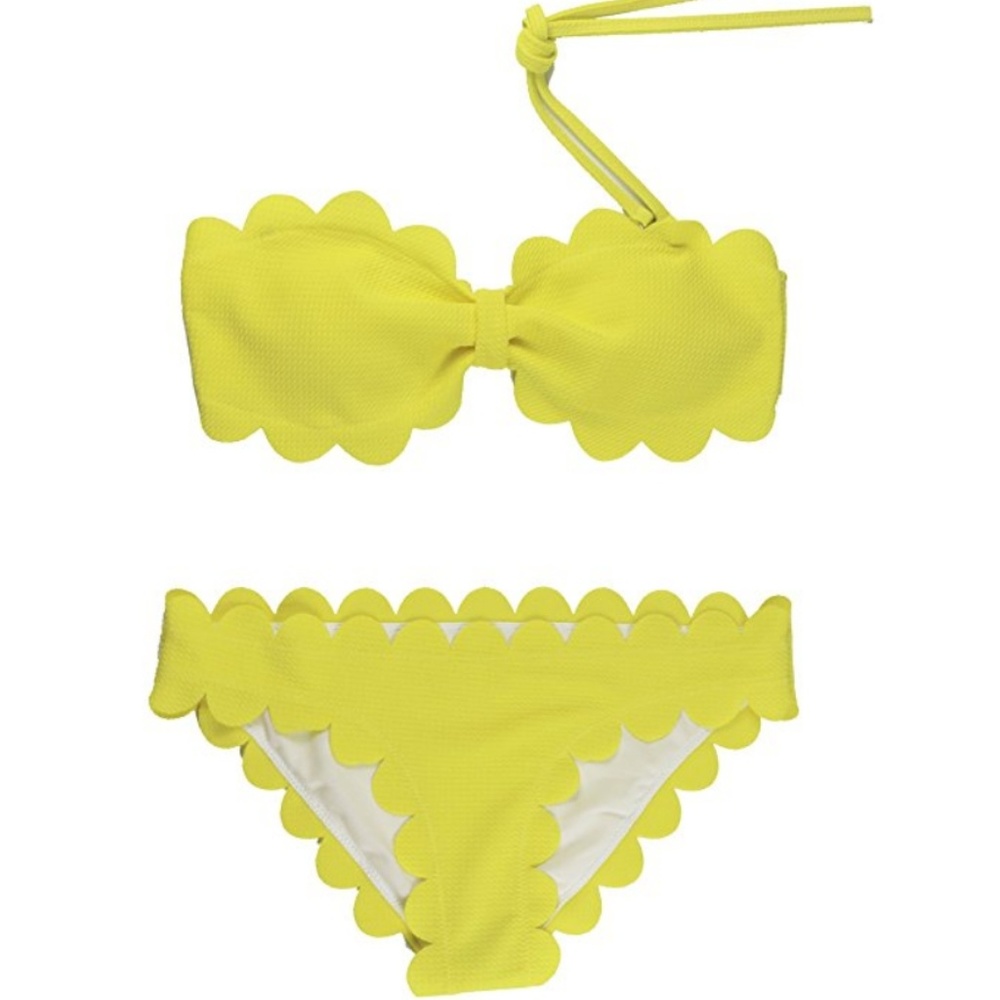 Bikini Set Scalloped Bandeau Swimsuit Strapless