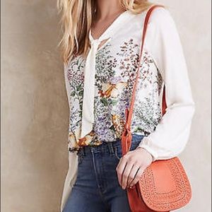 Anthropologie Meadow Rue Montmagny Tie-Neck Top L