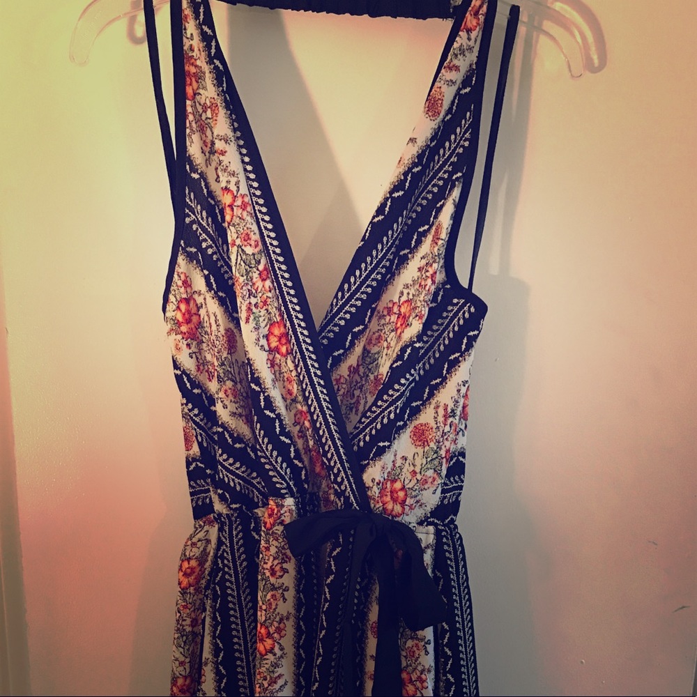 Multi colored and patterned halter style dress