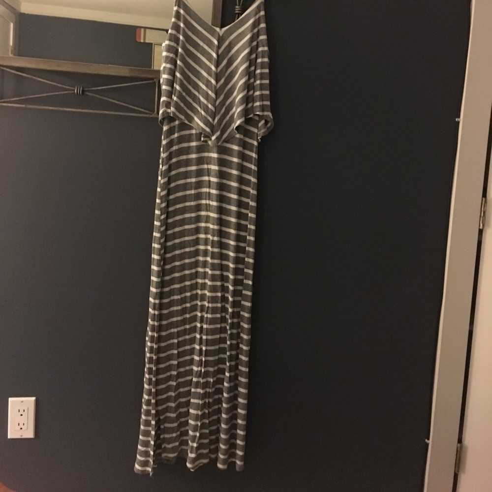 Gray and white stripped dress