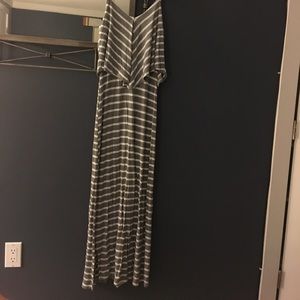 Gray and white stripped dress