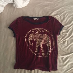 Maroon Crop Top With Elephant Design