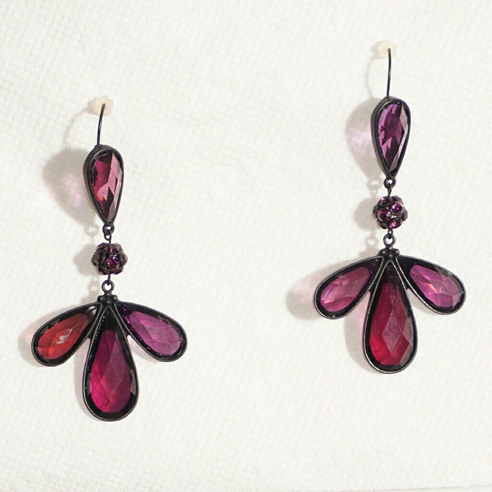Purple jeweled drop earrings