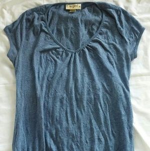 Blue Cap-Sleeved Top