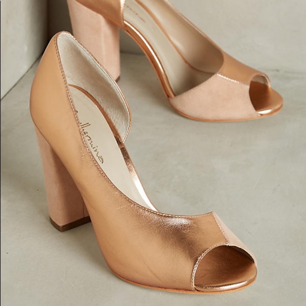 Anthropologie Guilhermina Rose Gold Heels EUR 40