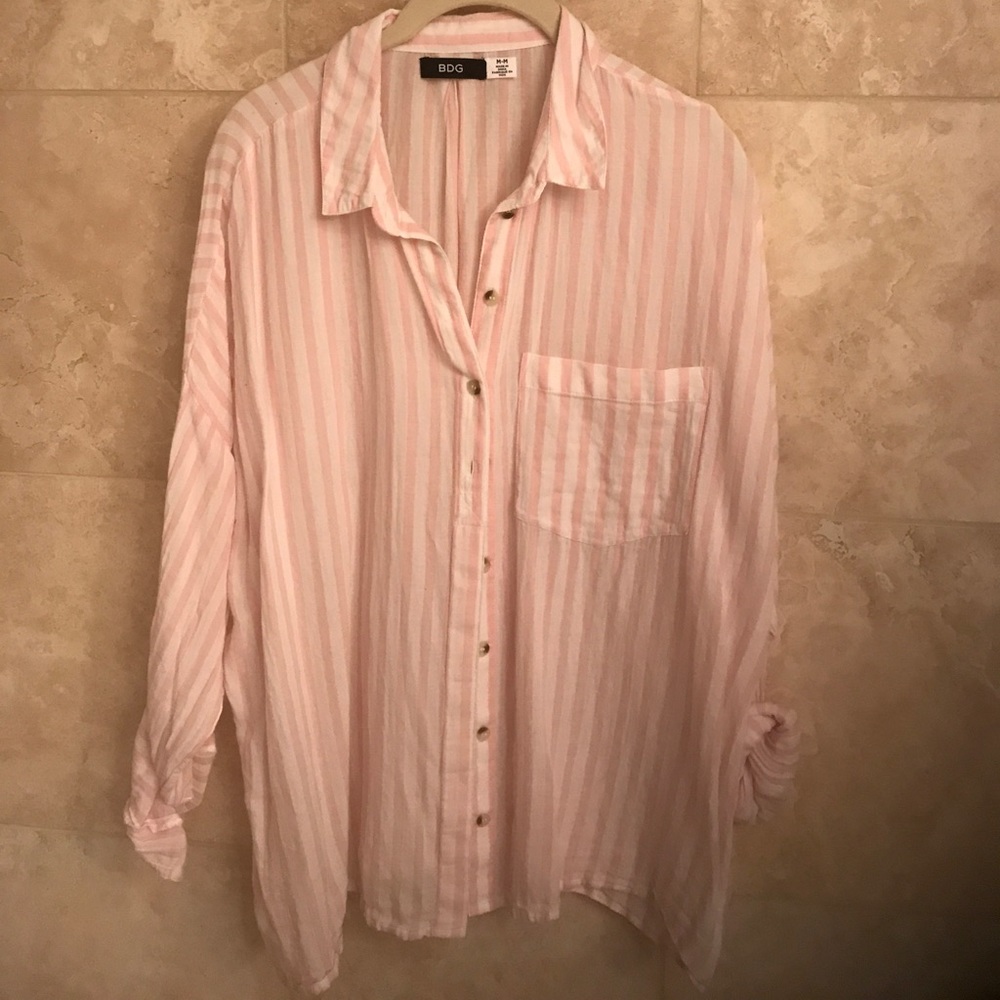 Great pink/white striped button down
