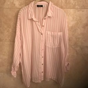 Great pink/white striped button down