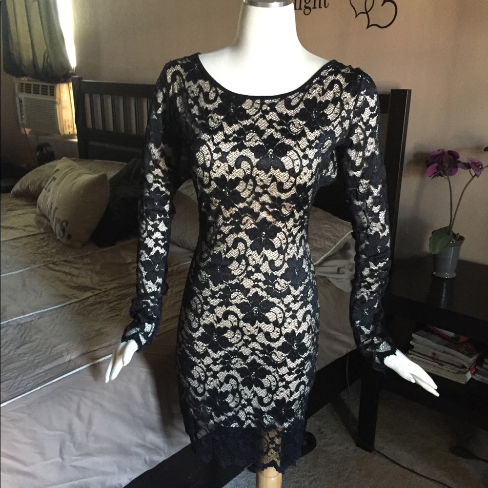 Lace Dress Black and Cream