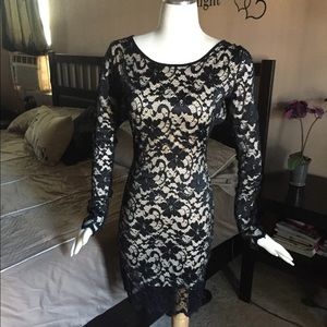 Lace Dress Black and Cream
