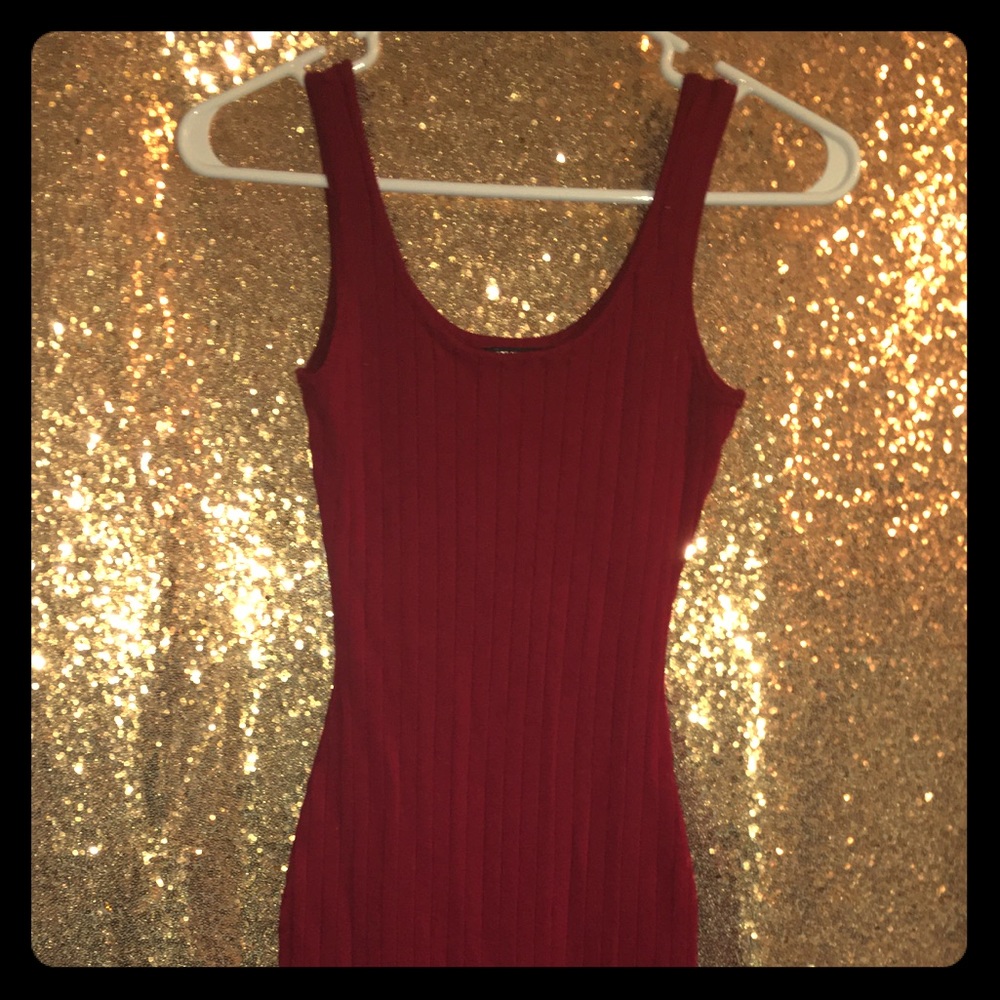 Red striped knee length bodycon dress