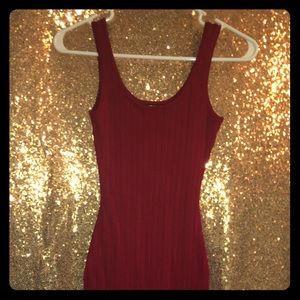 Red striped knee length bodycon dress