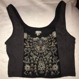 Ecote Embroidered Lace Crop Top