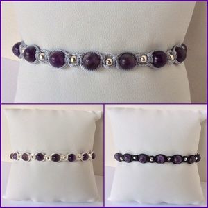 Sterling Silver Amethyst Macrame Bracelet