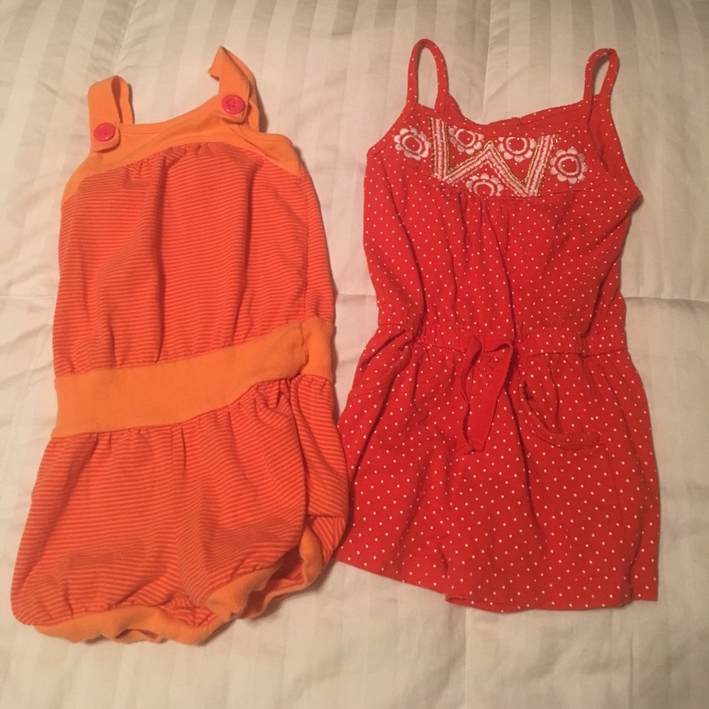 Lot of 2 Orange Rompers