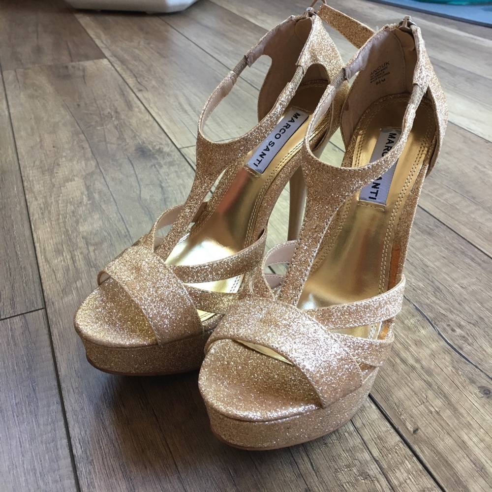 Gold glittery heels