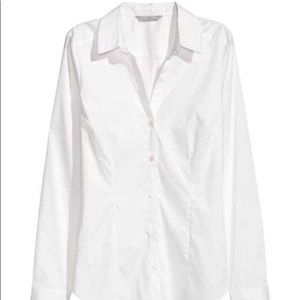 Women's White stretch button up