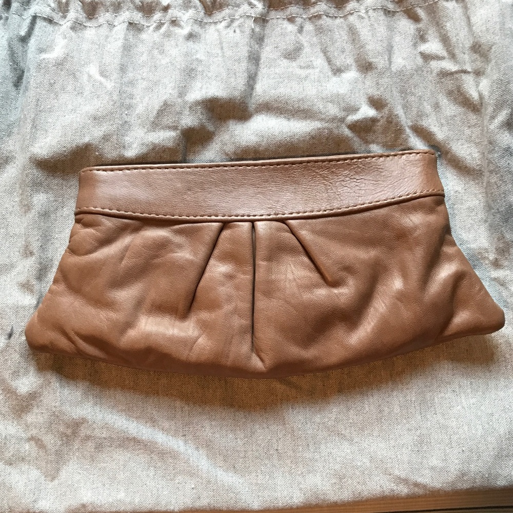 Lauren Merkin Eve Camel Lambskin Clutch