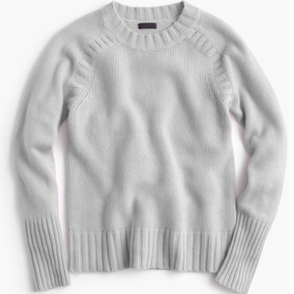 J Crew Italian Gray Cashmere Saddle Sweater Medium