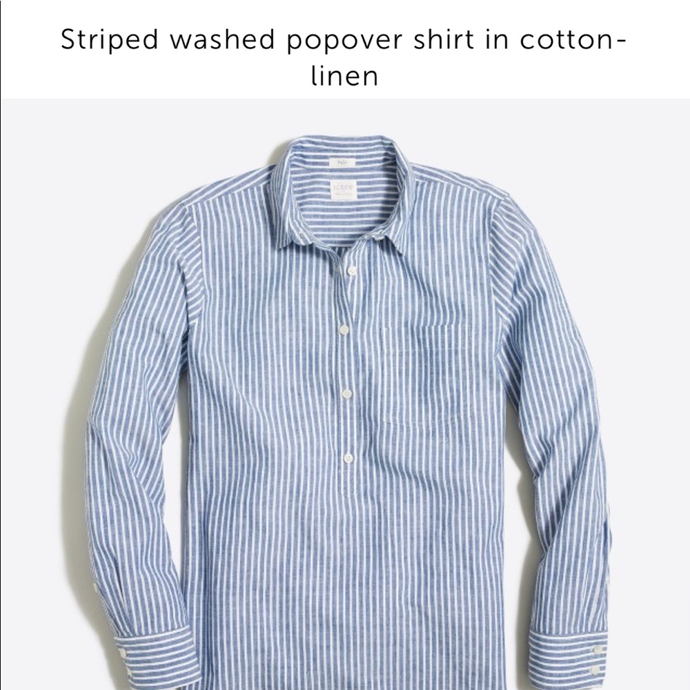 ✨NEW✨ JCrew Striped washed popover blue shirt NWT