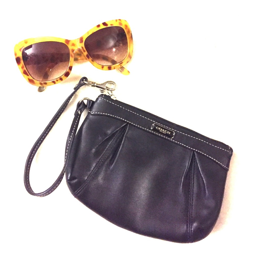 COACH Black Leather Wristlet
