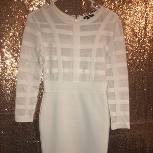 Long sleeve white bandage dress