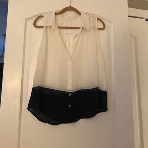 Super cute white and navy tank top